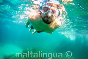 Uno studente che fa snorkelling